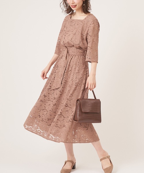 natural couture(ナチュラルクチュール)の「前後2WAY太ベルトワンピース(ワンピース・レディース・ブラック/ベージュ/モカ/サックスブルー・FREE)」の11枚目の写真