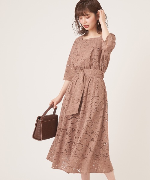 natural couture(ナチュラルクチュール)の「前後2WAY太ベルトワンピース(ワンピース・レディース・ブラック/ベージュ/モカ/サックスブルー・FREE)」の13枚目の写真
