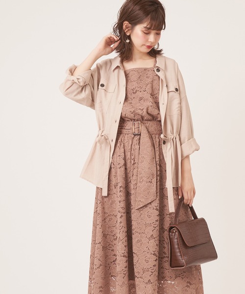 natural couture(ナチュラルクチュール)の「前後2WAY太ベルトワンピース(ワンピース・レディース・ブラック/ベージュ/モカ/サックスブルー・FREE)」の14枚目の写真