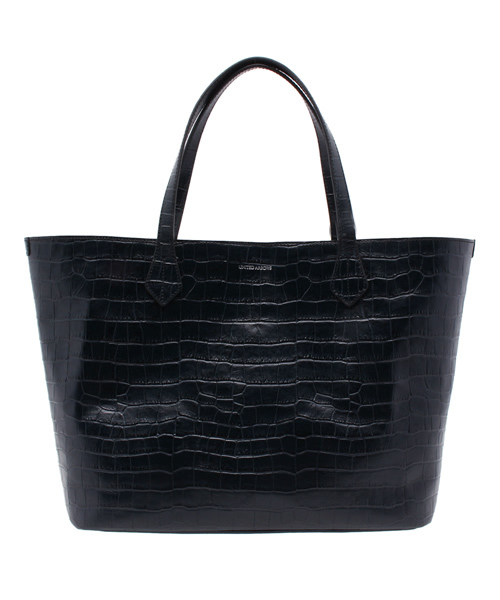 極美品✨ユナイテッドアローズ　トートバッグ　クロコ型押し　レザー　黒　A4　肩掛 UNITED ARROWS（ユナイテッドアローズ）の「UA スタンプ クロコ