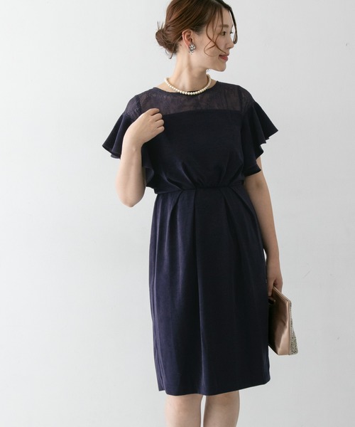 URBAN RESEARCH ROSSO(アーバンリサーチロッソ)の「デコルテレースフリルドレス(ドレス・レディース・ネイビー/グリーン系その他/パープル系その他・FREE)」の3枚目の写真