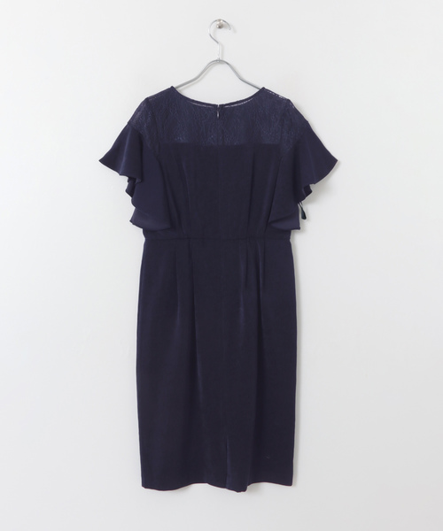 URBAN RESEARCH ROSSO(アーバンリサーチロッソ)の「デコルテレースフリルドレス(ドレス・レディース・ネイビー/グリーン系その他/パープル系その他・FREE)」の5枚目の写真