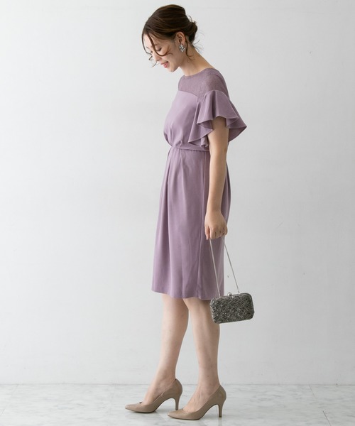 URBAN RESEARCH ROSSO(アーバンリサーチロッソ)の「デコルテレースフリルドレス(ドレス・レディース・ネイビー/グリーン系その他/パープル系その他・FREE)」の14枚目の写真