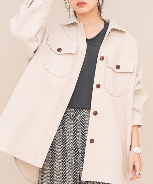 Aunt Marie's（アントマリーズ）の「AUNT MARIE'S メルトンCPOシャツジャケット（カバーオール・レディース・ブラウン/グレー/ライトグリーン/アイボリー/ライトベージュ・FREE）」の20枚目の写真