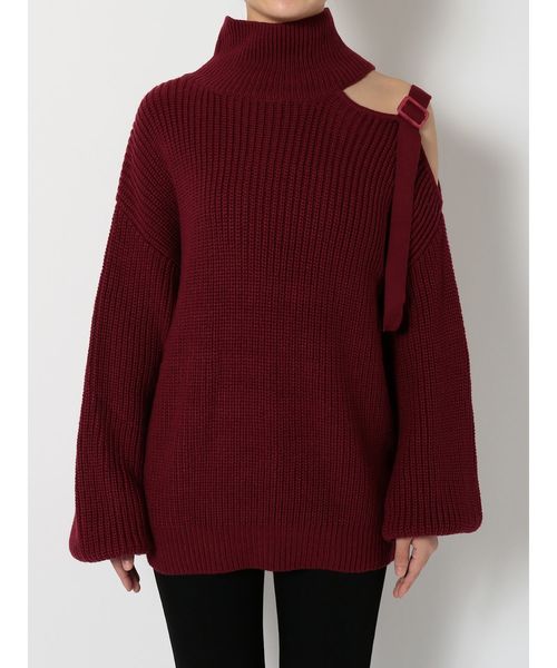 EMODA（エモダ）の「ベルトショルダーニットトップ（ニット/セーター・レディース・ホワイト/ブラック/レッド/ベージュ・FREE）」の20枚目の写真