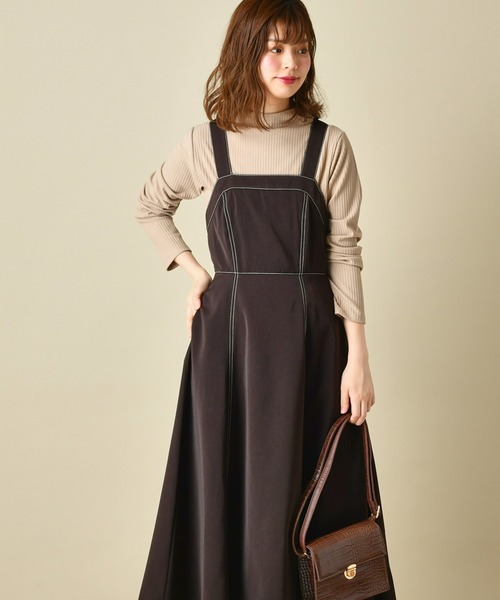 natural couture（ナチュラルクチュール）の「クロスバックジャンスカ（ワンピース・レディース・ダークブラウン/ベージュ/チェック・FREE）」の22枚目の写真