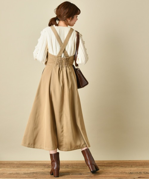 natural couture（ナチュラルクチュール）の「クロスバックジャンスカ（ワンピース・レディース・ダークブラウン/ベージュ/チェック・FREE）」の12枚目の写真