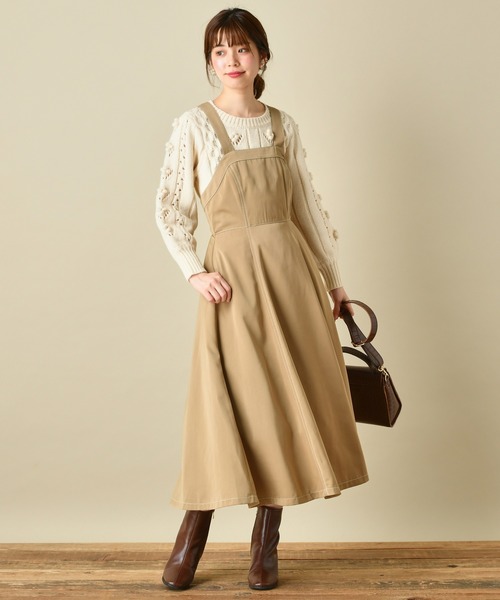 natural couture（ナチュラルクチュール）の「クロスバックジャンスカ（ワンピース・レディース・ダークブラウン/ベージュ/チェック・FREE）」の7枚目の写真