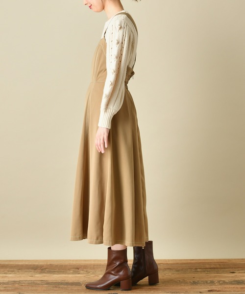natural couture（ナチュラルクチュール）の「クロスバックジャンスカ（ワンピース・レディース・ダークブラウン/ベージュ/チェック・FREE）」の8枚目の写真