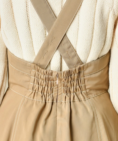 natural couture（ナチュラルクチュール）の「クロスバックジャンスカ（ワンピース・レディース・ダークブラウン/ベージュ/チェック・FREE）」の6枚目の写真