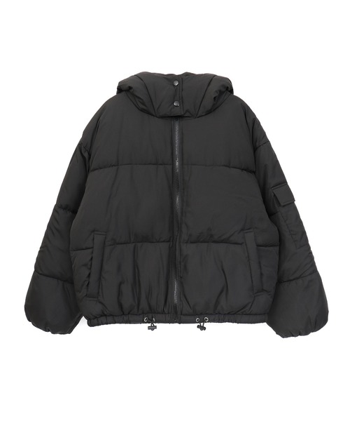 Fashion Letter（ファッションレター）の「フードショートエコダウンジャケット（ダウンジャケット/コート・レディース・レッド/パープル/ブラック/ライトカーキ/ネイビー/オフホワイト・M/L）」の7枚目の写真