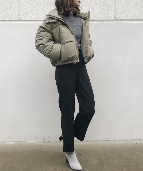 Fashion Letter（ファッションレター）の「フードショートエコダウンジャケット（ダウンジャケット/コート・レディース・レッド/パープル/ブラック/ライトカーキ/ネイビー/オフホワイト・M/L）」の15枚目の写真