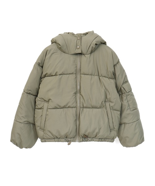 Fashion Letter（ファッションレター）の「フードショートエコダウンジャケット（ダウンジャケット/コート・レディース・レッド/パープル/ブラック/ライトカーキ/ネイビー/オフホワイト・M/L）」の12枚目の写真