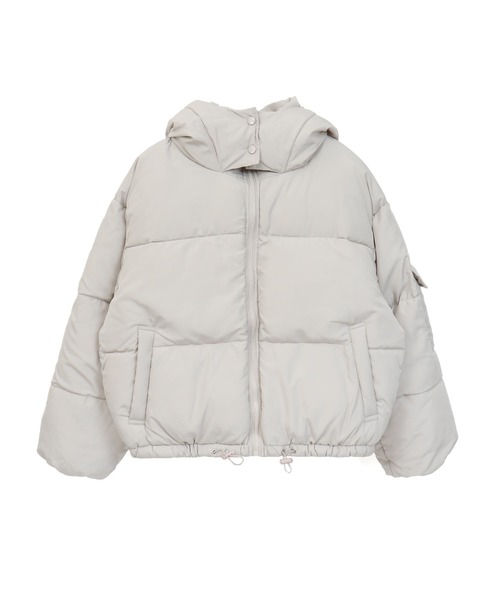 Fashion Letter（ファッションレター）の「フードショートエコダウンジャケット（ダウンジャケット/コート・レディース・レッド/パープル/ブラック/ライトカーキ/ネイビー/オフホワイト・M/L）」の10枚目の写真