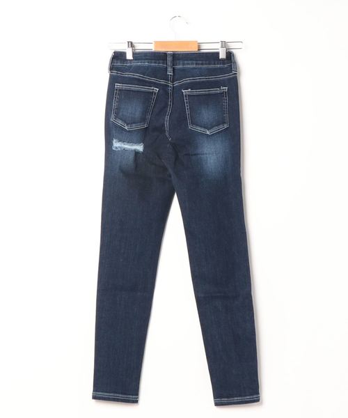 ENVYM（アンビー）の「ＪＵＳＴ　ＷＡＩＳＴ　ダメージＳＫＩＮＮＹ（デニムパンツ・レディース・ネイビー/サックスブルー/ブラック/ブルー・S/M/XS）」の5枚目の写真