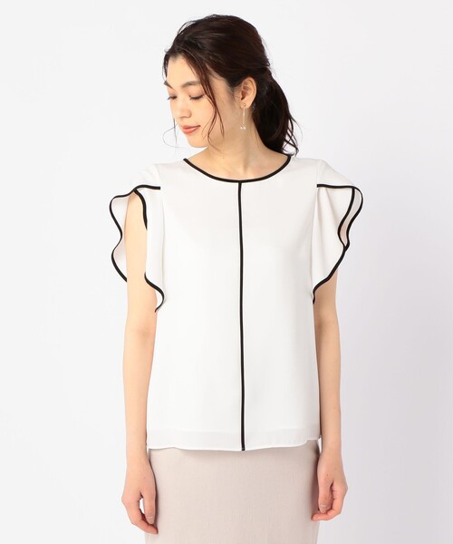 NOLLEY’S Sophi（ノーリーズソフィ）の「パイピングチューリップブラウス（シャツ/ブラウス・レディース・オフホワイト/ラベンダー/ホワイト系その他4/チャコールグレー・38/36）」の12枚目の写真