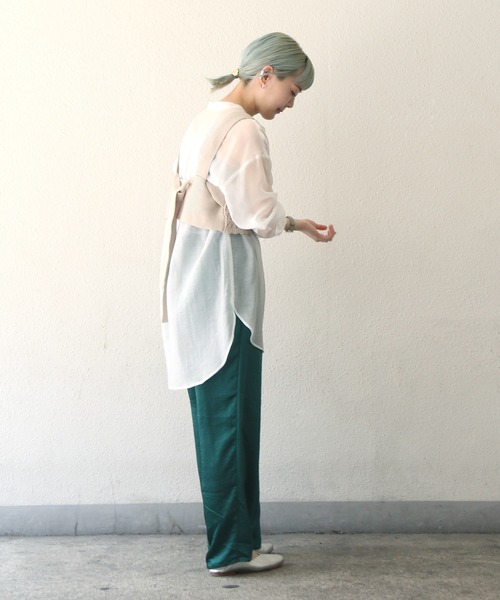 notch.（ノッチ）の「バンドカラーシアーシャツ（シャツ/ブラウス・レディース・ブラウン/オフホワイト/ライトグリーン/ダークグレー/ライトパープル・M）」の14枚目の写真