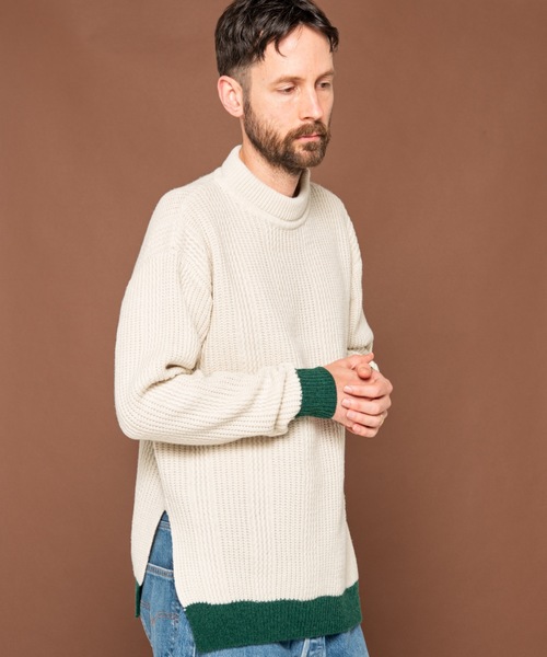 MR.OLIVE（ミスターオリーブ）の「ラムウール チェンジニット / ボトルネックニット(モックネックニット)（ニット/セーター・メンズ・ブラック/ホワイト系その他/イエロー系その他・SMALL/MEDIUM/LARGE）」の2枚目の写真