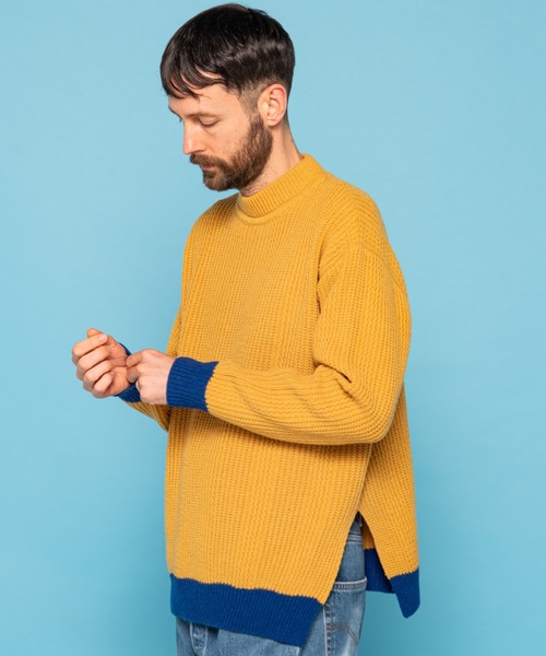 MR.OLIVE（ミスターオリーブ）の「ラムウール チェンジニット / ボトルネックニット(モックネックニット)（ニット/セーター・メンズ・ブラック/ホワイト系その他/イエロー系その他・SMALL/MEDIUM/LARGE）」の3枚目の写真