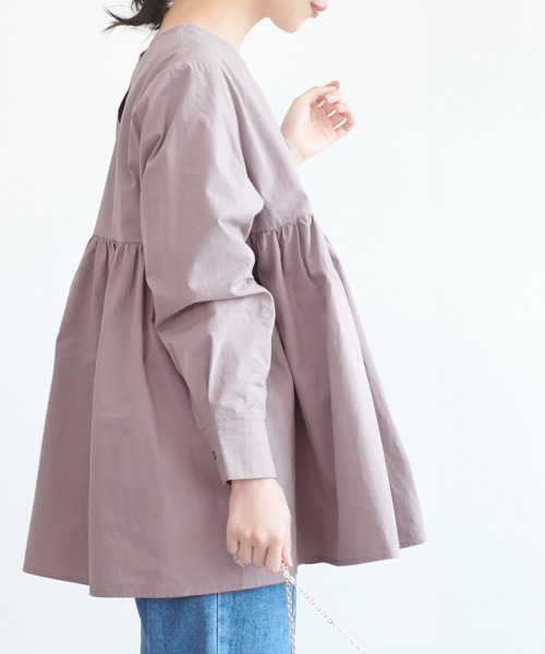 coca（coca）（コカ）の「ふんわり切り替えAラインブラウス（シャツ/ブラウス・レディース・ラベンダー/チャコールグレー・ONE SIZE）」の2枚目の写真
