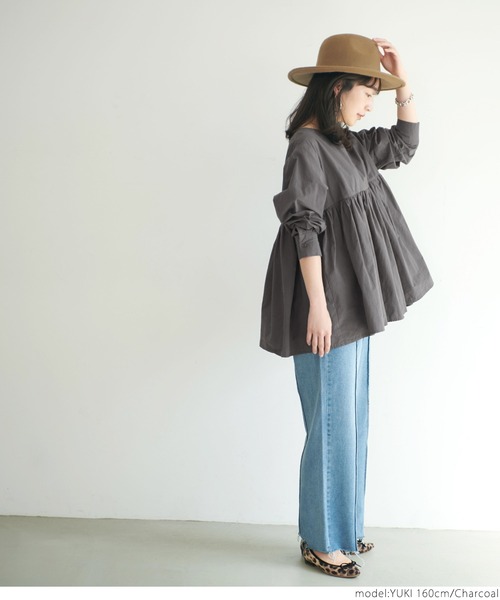 coca（coca）（コカ）の「ふんわり切り替えAラインブラウス（シャツ/ブラウス・レディース・ラベンダー/チャコールグレー・ONE SIZE）」の4枚目の写真