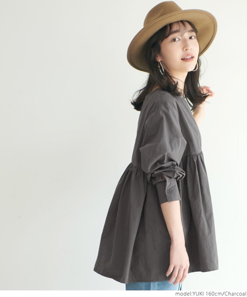 coca（coca）（コカ）の「ふんわり切り替えAラインブラウス（シャツ/ブラウス・レディース・ラベンダー/チャコールグレー・ONE SIZE）」の5枚目の写真