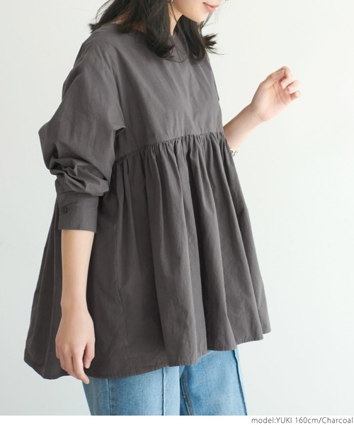 coca（coca）（コカ）の「ふんわり切り替えAラインブラウス（シャツ/ブラウス・レディース・ラベンダー/チャコールグレー・ONE SIZE）」の6枚目の写真