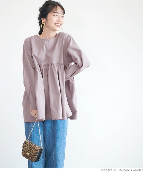 coca（coca）（コカ）の「ふんわり切り替えAラインブラウス（シャツ/ブラウス・レディース・ラベンダー/チャコールグレー・ONE SIZE）」の8枚目の写真