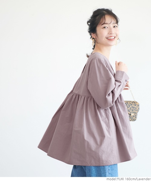 coca（coca）（コカ）の「ふんわり切り替えAラインブラウス（シャツ/ブラウス・レディース・ラベンダー/チャコールグレー・ONE SIZE）」の12枚目の写真