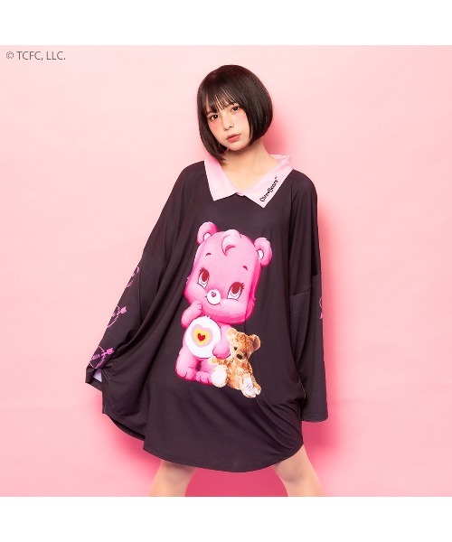 TRAVAS TOKYO（トラバス トウキョウ）の「【TRAVAS TOKYO × ケアベア SPECIAL COLLABORATION】ケアベア襟付きロンＴ（Tシャツ/カットソー・レディース・ブラック×パープル/ブラック×ピンク・FREE）」の2枚目の写真