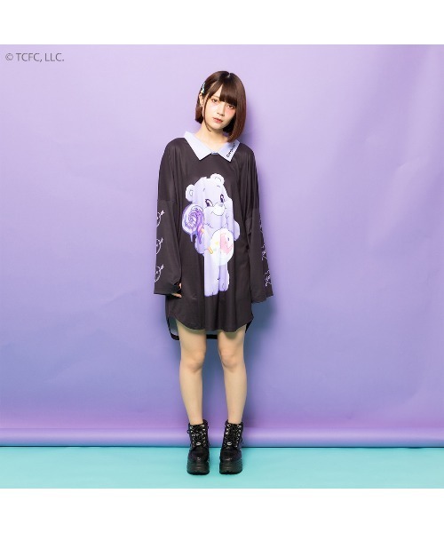 TRAVAS TOKYO（トラバス トウキョウ）の「【TRAVAS TOKYO × ケアベア SPECIAL COLLABORATION】ケアベア襟付きロンＴ（Tシャツ/カットソー・レディース・ブラック×パープル/ブラック×ピンク・FREE）」の4枚目の写真
