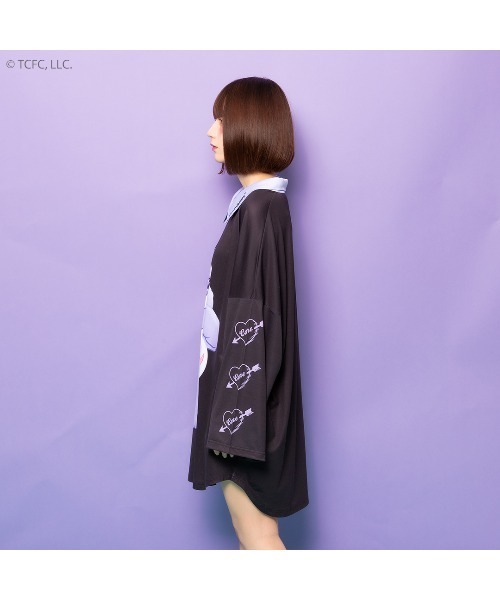 TRAVAS TOKYO（トラバス トウキョウ）の「【TRAVAS TOKYO × ケアベア SPECIAL COLLABORATION】ケアベア襟付きロンＴ（Tシャツ/カットソー・レディース・ブラック×パープル/ブラック×ピンク・FREE）」の6枚目の写真