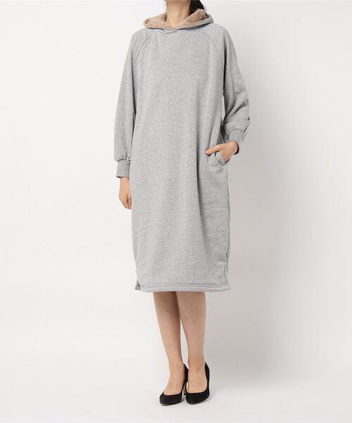 セール Outdoor Products 身頃ボアワンピース フード ロング丈 パーカー ワイドシルエット ビッグシルエット ワンピース Outdoor Products アウトドアプロダクツ のファッション通販 Zozotown