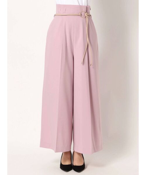 リングベルト付ハイウエストタックストレートパンツ