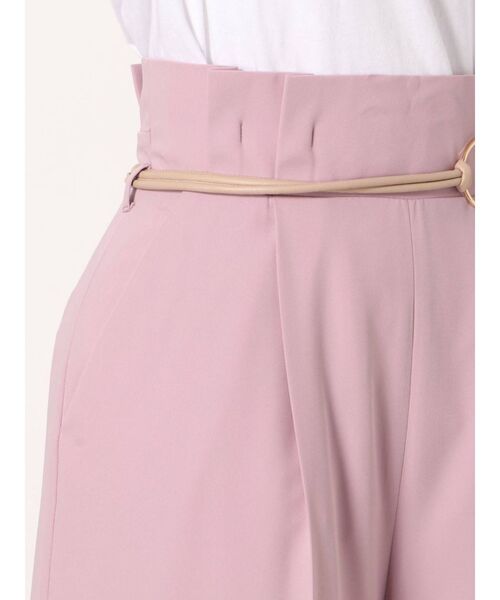 リングベルト付ハイウエストタックストレートパンツ