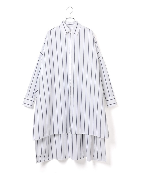 ADAM ET ROPE'（アダムエロペ）の「＜洗える＞ボリュームシルエットシャツワンピース（ワンピース・レディース・ホワイト系その他/ターコイズブルー/ホワイト・FREE）」の8枚目の写真