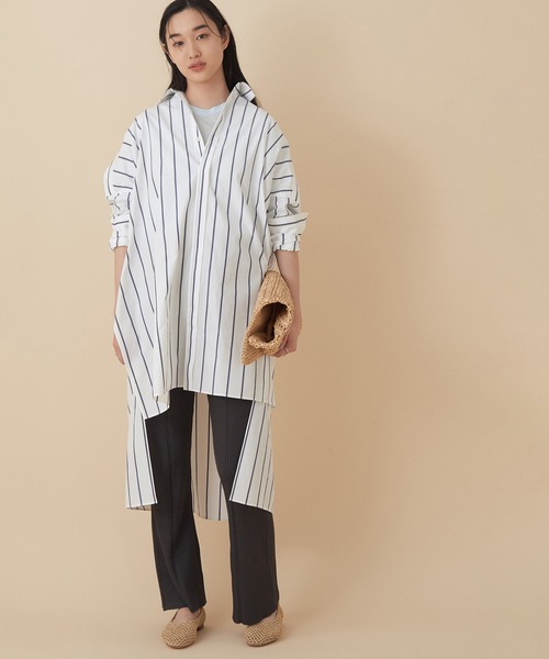 ADAM ET ROPE'（アダムエロペ）の「＜洗える＞ボリュームシルエットシャツワンピース（ワンピース・レディース・ホワイト系その他/ターコイズブルー/ホワイト・FREE）」の16枚目の写真