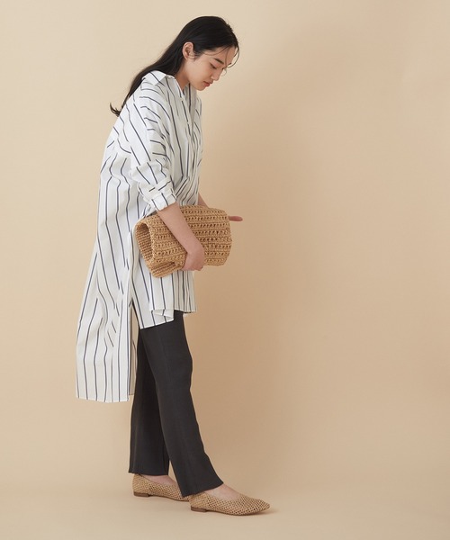 ADAM ET ROPE'（アダムエロペ）の「＜洗える＞ボリュームシルエットシャツワンピース（ワンピース・レディース・ホワイト系その他/ターコイズブルー/ホワイト・FREE）」の17枚目の写真