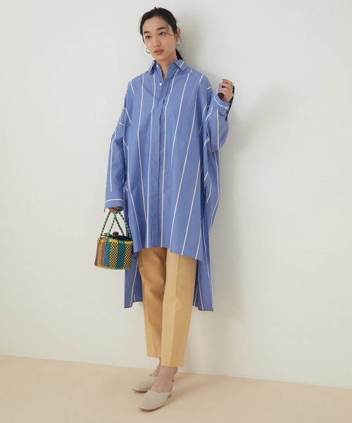 ADAM ET ROPE'（アダムエロペ）の「＜洗える＞ボリュームシルエットシャツワンピース（ワンピース・レディース・ホワイト系その他/ターコイズブルー/ホワイト・FREE）」の18枚目の写真