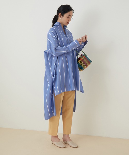 ADAM ET ROPE'（アダムエロペ）の「＜洗える＞ボリュームシルエットシャツワンピース（ワンピース・レディース・ホワイト系その他/ターコイズブルー/ホワイト・FREE）」の19枚目の写真