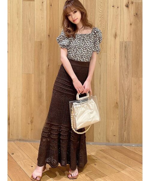 RESEXXY（リゼクシー）の「鈎針風ニットマキシスカート（スカート・レディース・アイボリー/ブラック/ブラウン/ベージュ・FREE）」の19枚目の写真