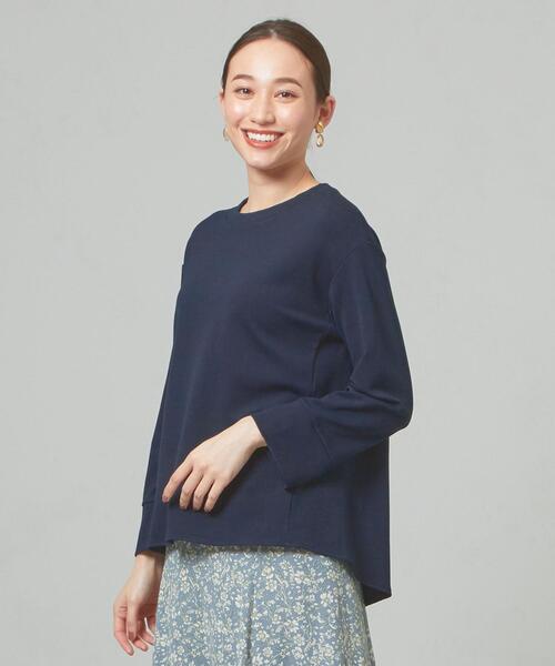 closet story（クローゼットストーリー）の「＜closet story＞ オウトツ ラウンド カットソー（Tシャツ/カットソー・レディース・ネイビー/オフホワイト/ライトピンク・FREE）」の2枚目の写真