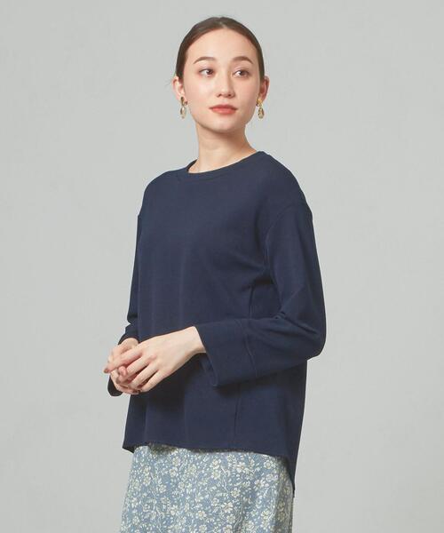 closet story（クローゼットストーリー）の「＜closet story＞ オウトツ ラウンド カットソー（Tシャツ/カットソー・レディース・ネイビー/オフホワイト/ライトピンク・FREE）」の4枚目の写真