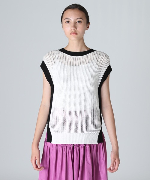 Luftrobe(ルフトローブ)の「《Luftrobe》バイカラーメッシュニット(ニット/セーター・レディース・ホワイト・9号)」の5枚目の写真