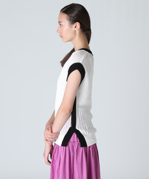 Luftrobe(ルフトローブ)の「《Luftrobe》バイカラーメッシュニット(ニット/セーター・レディース・ホワイト・9号)」の6枚目の写真