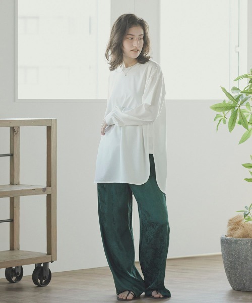 Willful by lipstar（ウィルフル バイ リップスター）の「【Willful by lipstar】サテンジャガードリラックスパンツ（その他パンツ・レディース・カーキ/ブラック/グリーン・M/S）」の13枚目の写真