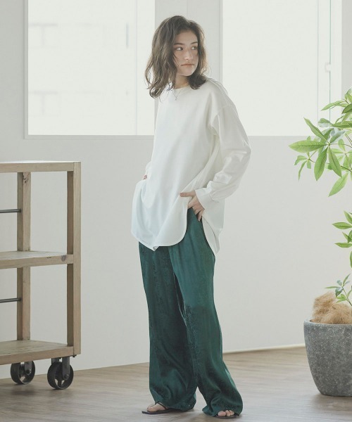 Willful by lipstar（ウィルフル バイ リップスター）の「【Willful by lipstar】サテンジャガードリラックスパンツ（その他パンツ・レディース・カーキ/ブラック/グリーン・M/S）」の5枚目の写真