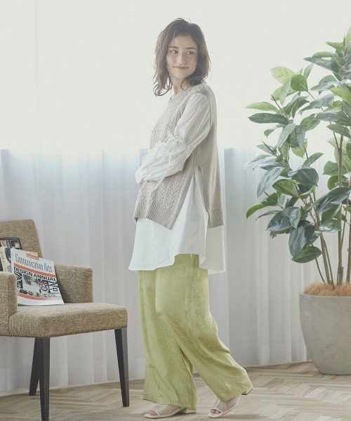 Willful by lipstar（ウィルフル バイ リップスター）の「【Willful by lipstar】サテンジャガードリラックスパンツ（その他パンツ・レディース・カーキ/ブラック/グリーン・M/S）」の7枚目の写真