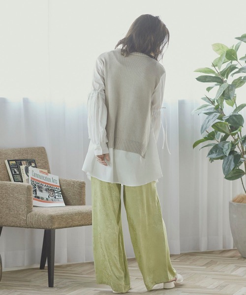 Willful by lipstar（ウィルフル バイ リップスター）の「【Willful by lipstar】サテンジャガードリラックスパンツ（その他パンツ・レディース・カーキ/ブラック/グリーン・M/S）」の9枚目の写真