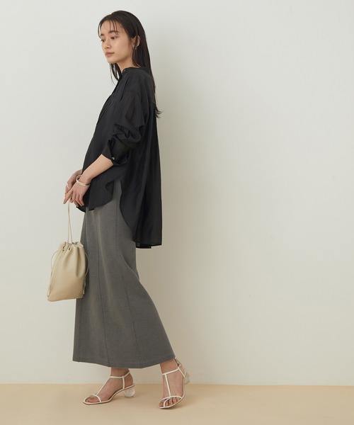 ADAM ET ROPE'(アダムエロペ)の「<洗える>【WEB限定】ブザムシアーシャツ(シャツ/ブラウス・レディース・ブラック/ホワイト/ライトグリーン/ブルー・FREE)」の8枚目の写真